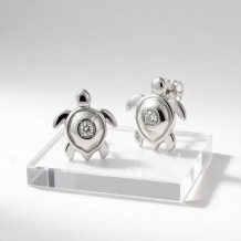 Hawksbill Turtle Relief Earrings | for Conservation Gifts | 925 Silver | CZ / Moissanite