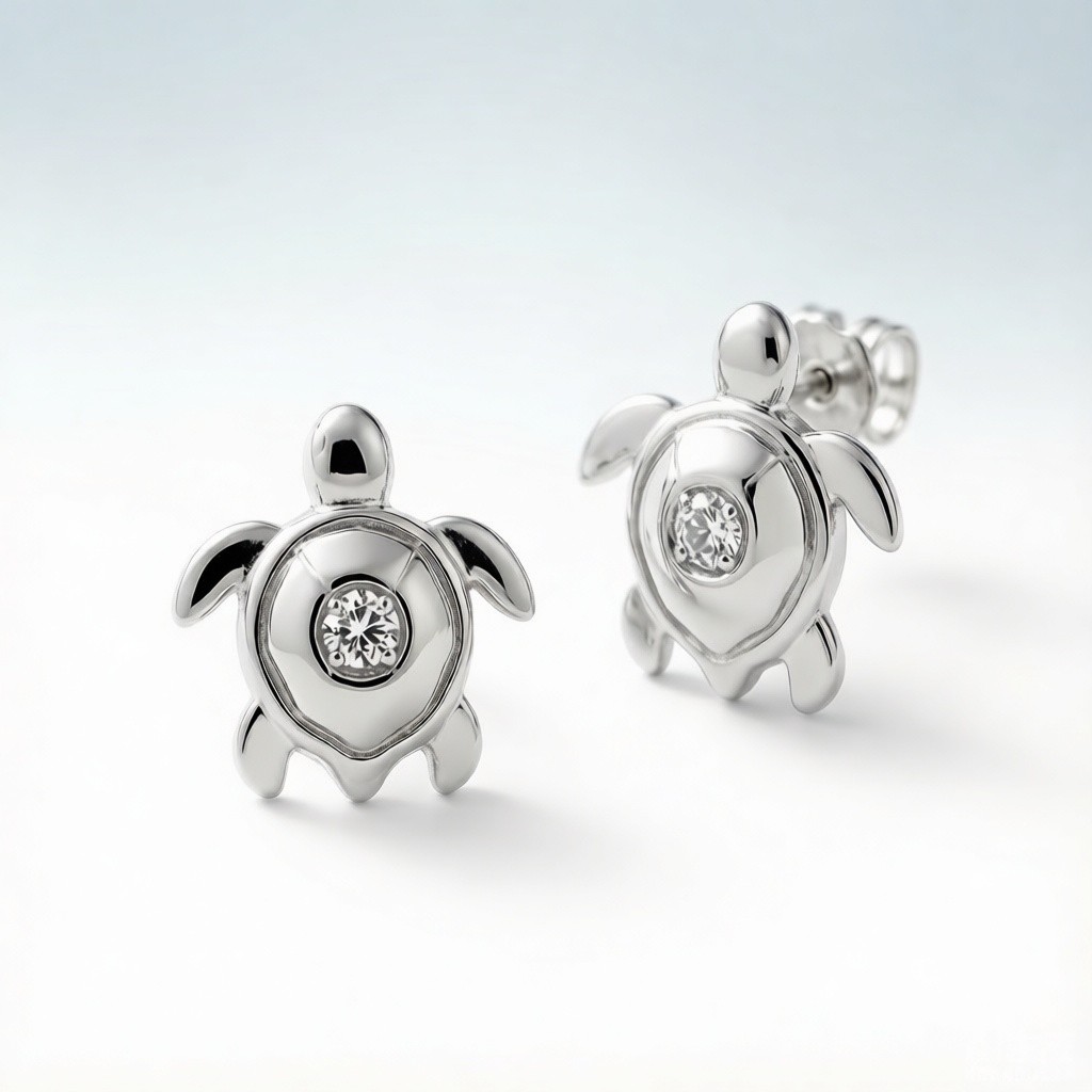 Hawksbill Turtle Layered Relief earrings scene rendering 3