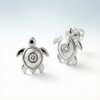 Hawksbill Turtle Relief Earrings | for Conservation Gifts | 925 Silver | CZ / Moissanite