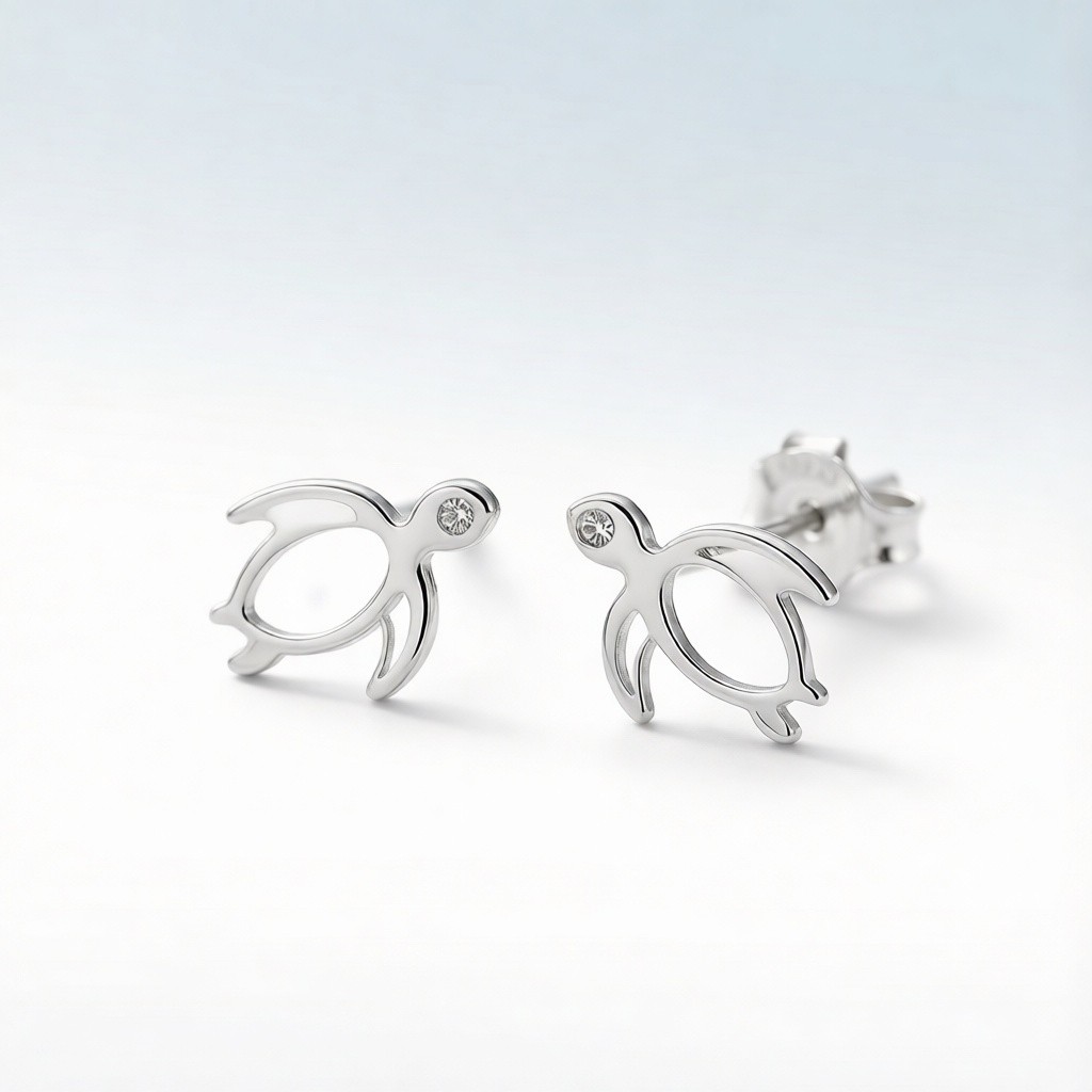 Hawksbill Turtle Minimalist Line earrings scene rendering 3