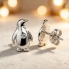 Emperor Penguin Relief Earrings | for Anniversary Gifts | 925 Sterling Silver | CZ / Moissanite
