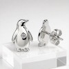 Emperor Penguin Relief Earrings | for Anniversary Gifts | 925 Sterling Silver | CZ / Moissanite