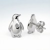Emperor Penguin Relief Earrings | for Anniversary Gifts | 925 Sterling Silver | CZ / Moissanite