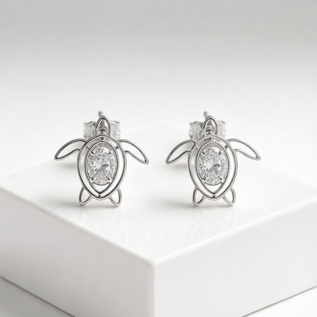 ODM 925 Sterling Silver Emperor Penguin Stone Pavé Earrings