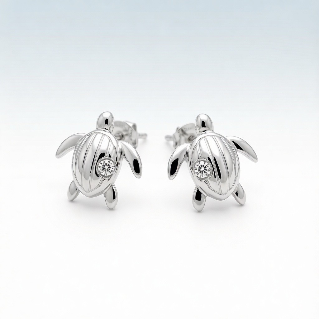 Emperor Penguin Minimalist Line earrings scene rendering 3