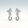 Tiger-tail Seahorse Pavé Earrings | Hengdian Silver | 925 Silver | CZ / Moissanite