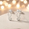 Tiger-tail Seahorse Line Earrings | for Personalized Gifts | 925 Silver | CZ / Moissanite