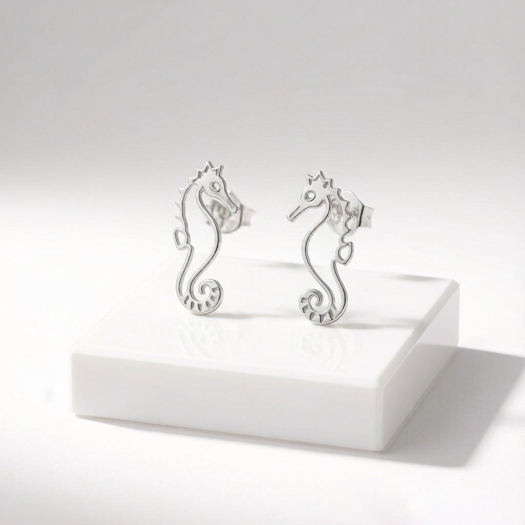 Tiger-tail Seahorse Line Earrings, line 925 sterling silver