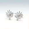 Staghorn Coral Relief Earrings | for Ocean Lovers | 925 Silver | CZ / Moissanite | Hengdian Silver