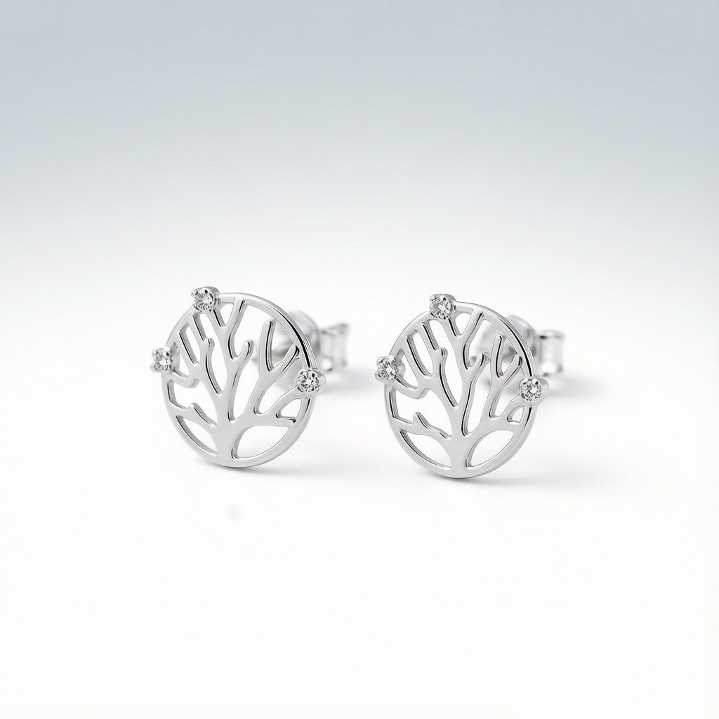Staghorn Coral Minimalist Line earrings scene rendering 3