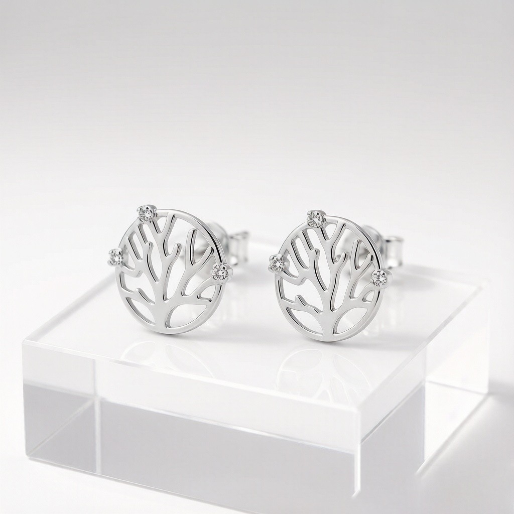 Staghorn Coral Line Earrings, line 925 sterling silver