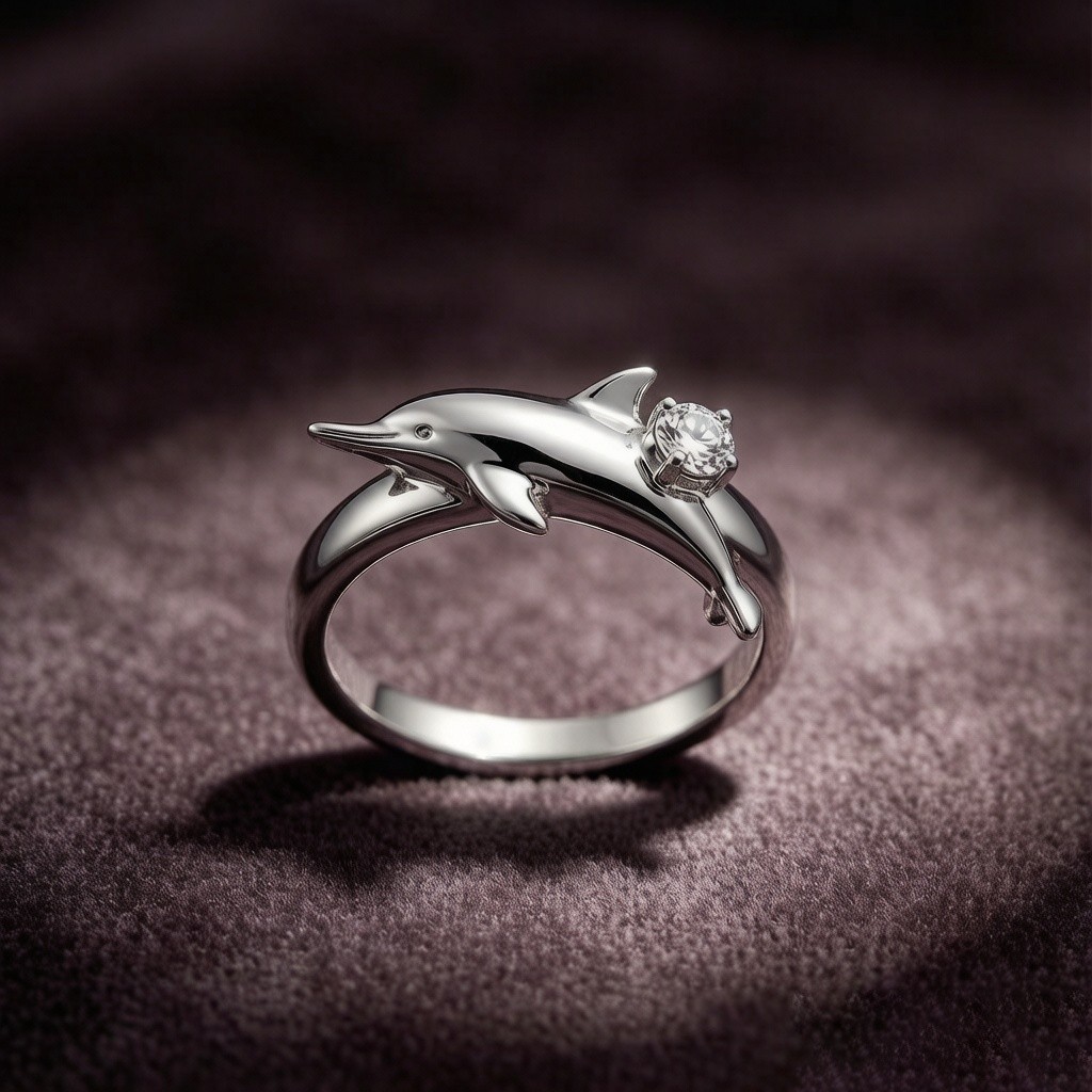 ODM 925 Sterling Silver Baiji Dolphin Layered Relief Rings