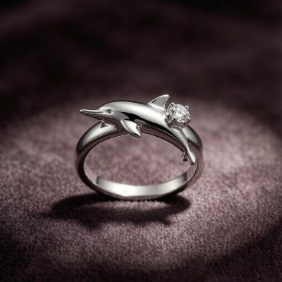 Baiji Dolphin Relief Rings | for Conservation Gifts | 925 Silver | CZ / Moissanite | Hengdian Silver