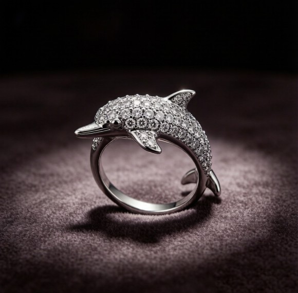 Baiji Dolphin Pavé Rings | for Statement Looks | 925 Silver | CZ / Moissanite | Hengdian Silver