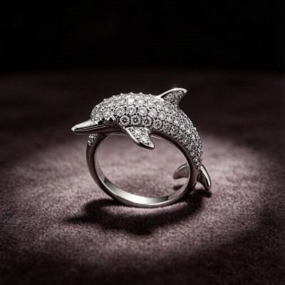 Baiji Dolphin Pavé Rings | for Statement Looks | 925 Silver | CZ / Moissanite | Hengdian Silver