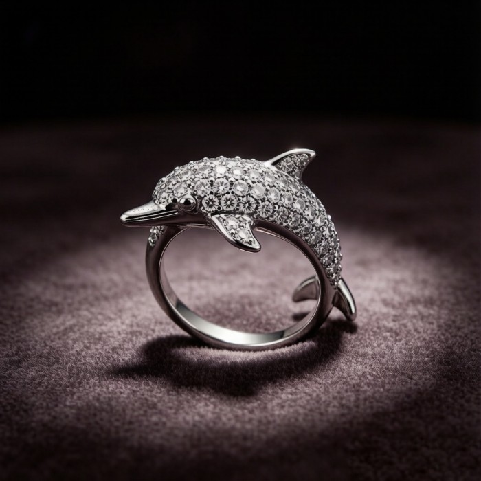 Baiji Dolphin Pavé Rings | for Statement Looks | 925 Silver | CZ / Moissanite | Hengdian Silver
