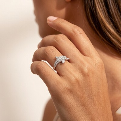 Baiji Dolphin Pavé Rings | for Statement Looks | 925 Silver | CZ / Moissanite | Hengdian Silver