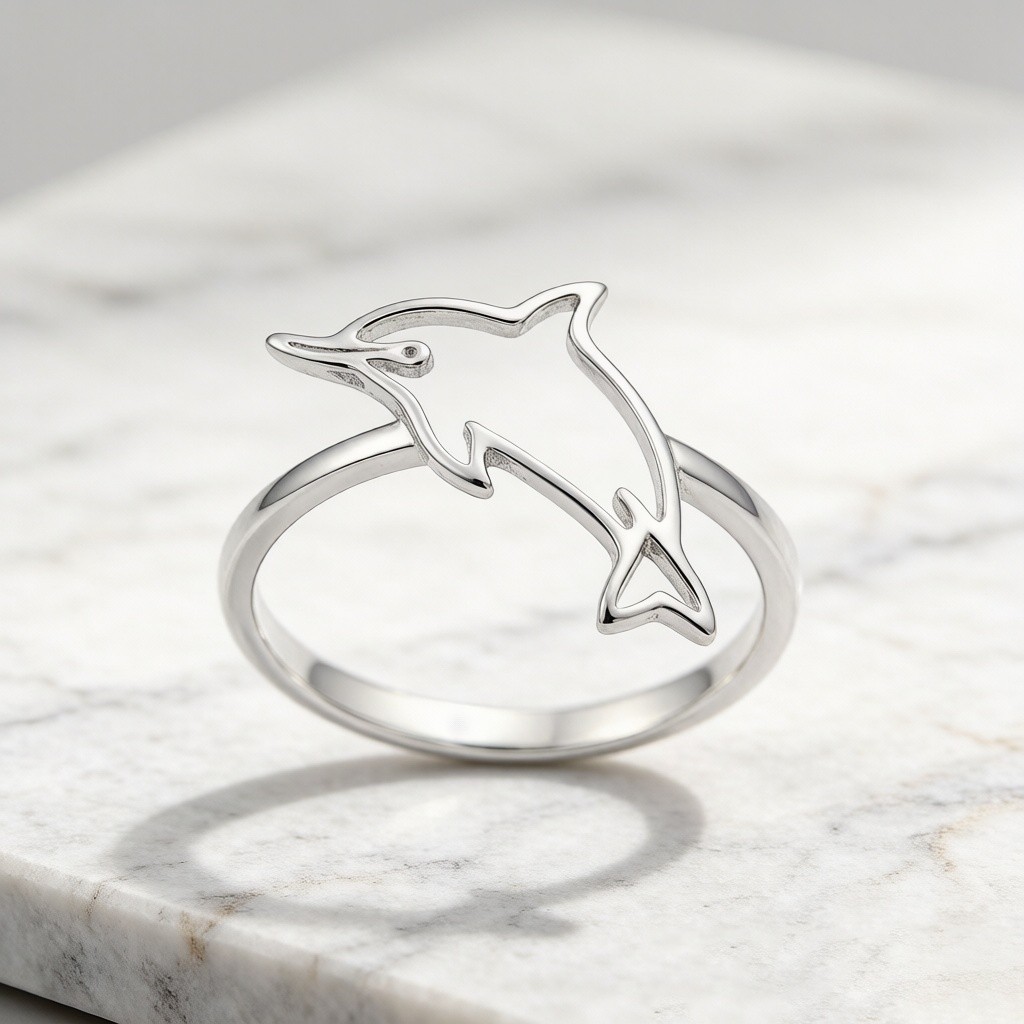 Baiji Dolphin Line Ring in 925 sterling silver, line finish