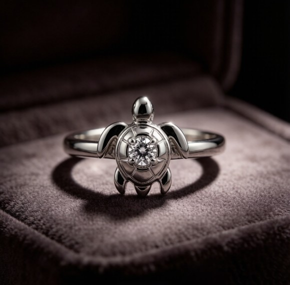 Hawksbill Turtle Relief Rings | Hengdian Silver | 925 Silver | CZ / Moissanite | Made-to-Order