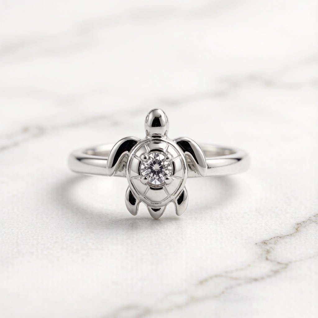 Hawksbill Turtle Layered Relief rings detail view