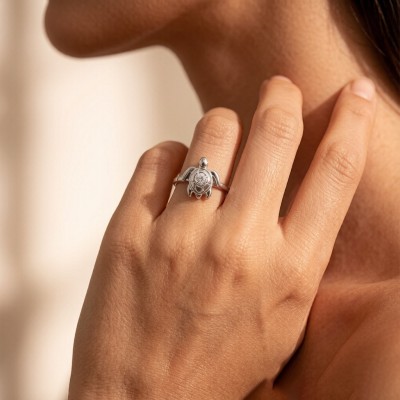 Hawksbill Turtle Relief Rings | Hengdian Silver | 925 Silver | CZ / Moissanite | Made-to-Order