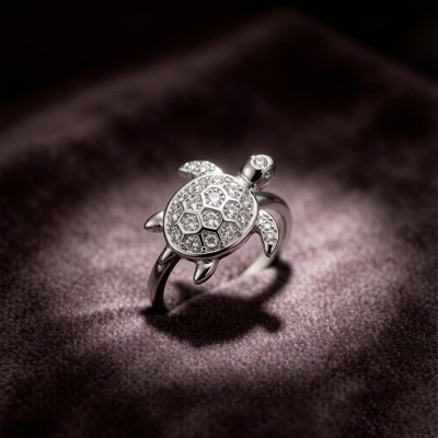 Hawksbill Turtle Pavé Rings | Personalized | for Boutique Collections | 925 Silver | CZ / Moissanite