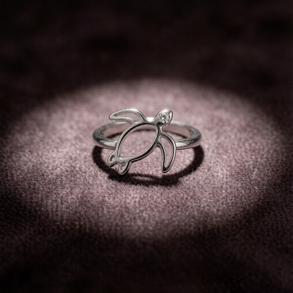 Tailored 925 Sterling Silver Hawksbill Turtle Minimalist Line Rings