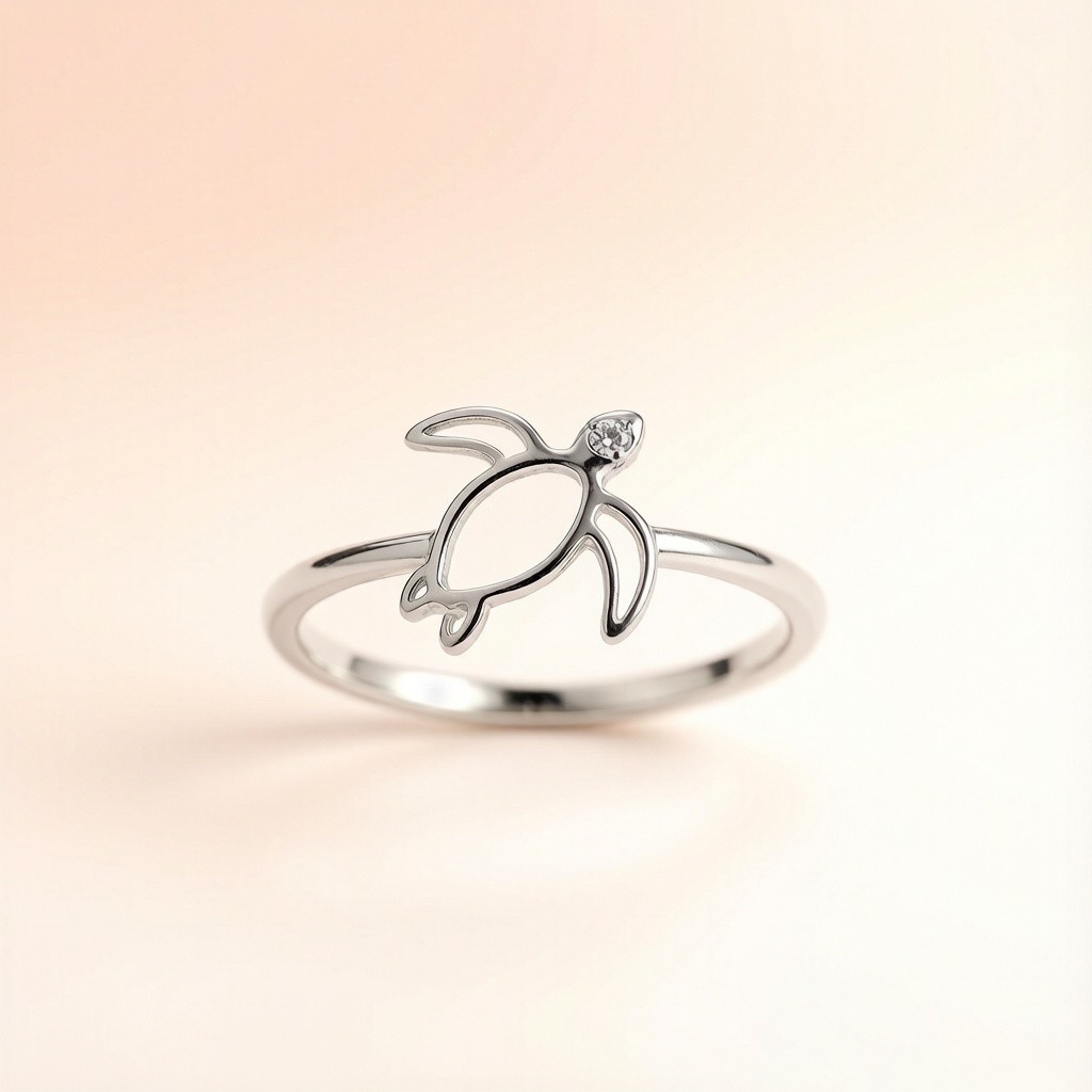 Hawksbill Turtle Minimalist Line rings scene rendering 3