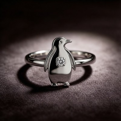 Emperor Penguin Relief Rings | 925 Silver | CZ / Moissanite | for Travel Jewelry | Hengdian Silver