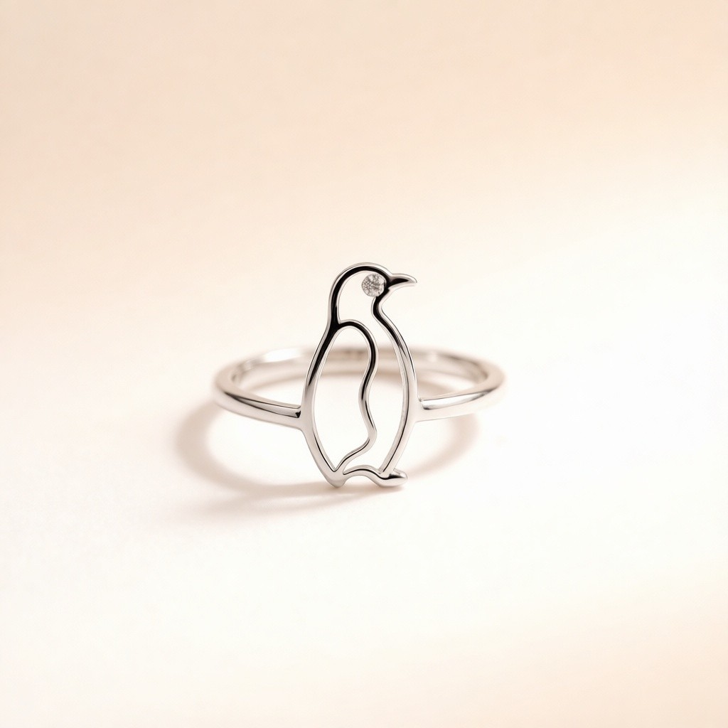 Emperor Penguin Minimalist Line rings scene rendering 3