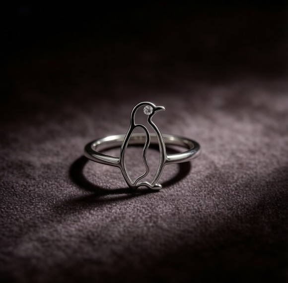 Emperor Penguin Line Rings | for Personalized Gifts | 925 Silver | CZ / Moissanite | Hengdian Silver