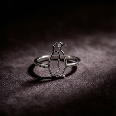 Emperor Penguin Line Rings | for Personalized Gifts | 925 Silver | CZ / Moissanite | Hengdian Silver