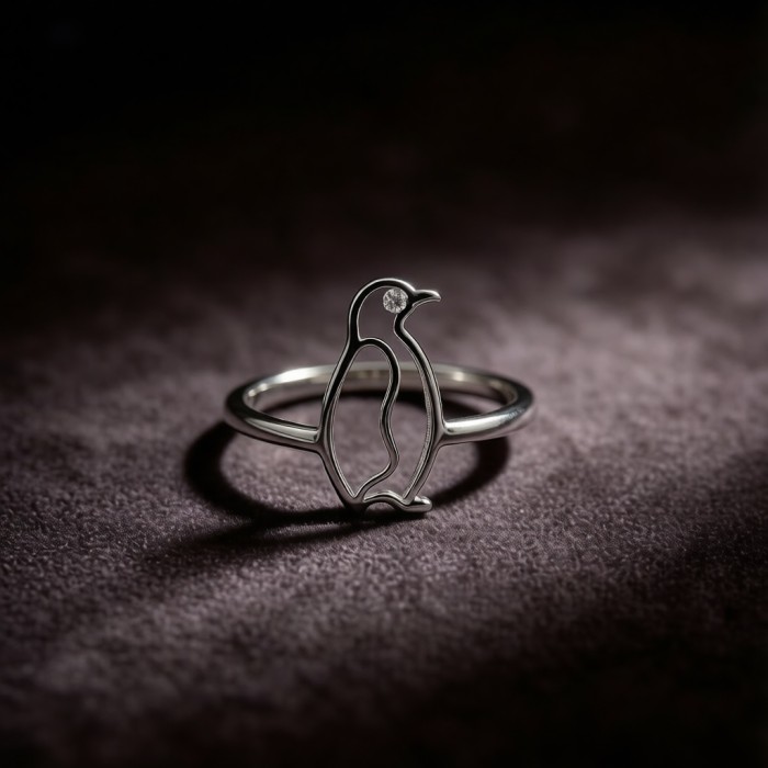 Emperor Penguin Line Rings | for Personalized Gifts | 925 Silver | CZ / Moissanite | Hengdian Silver