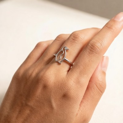 Emperor Penguin Line Rings | for Personalized Gifts | 925 Silver | CZ / Moissanite | Hengdian Silver
