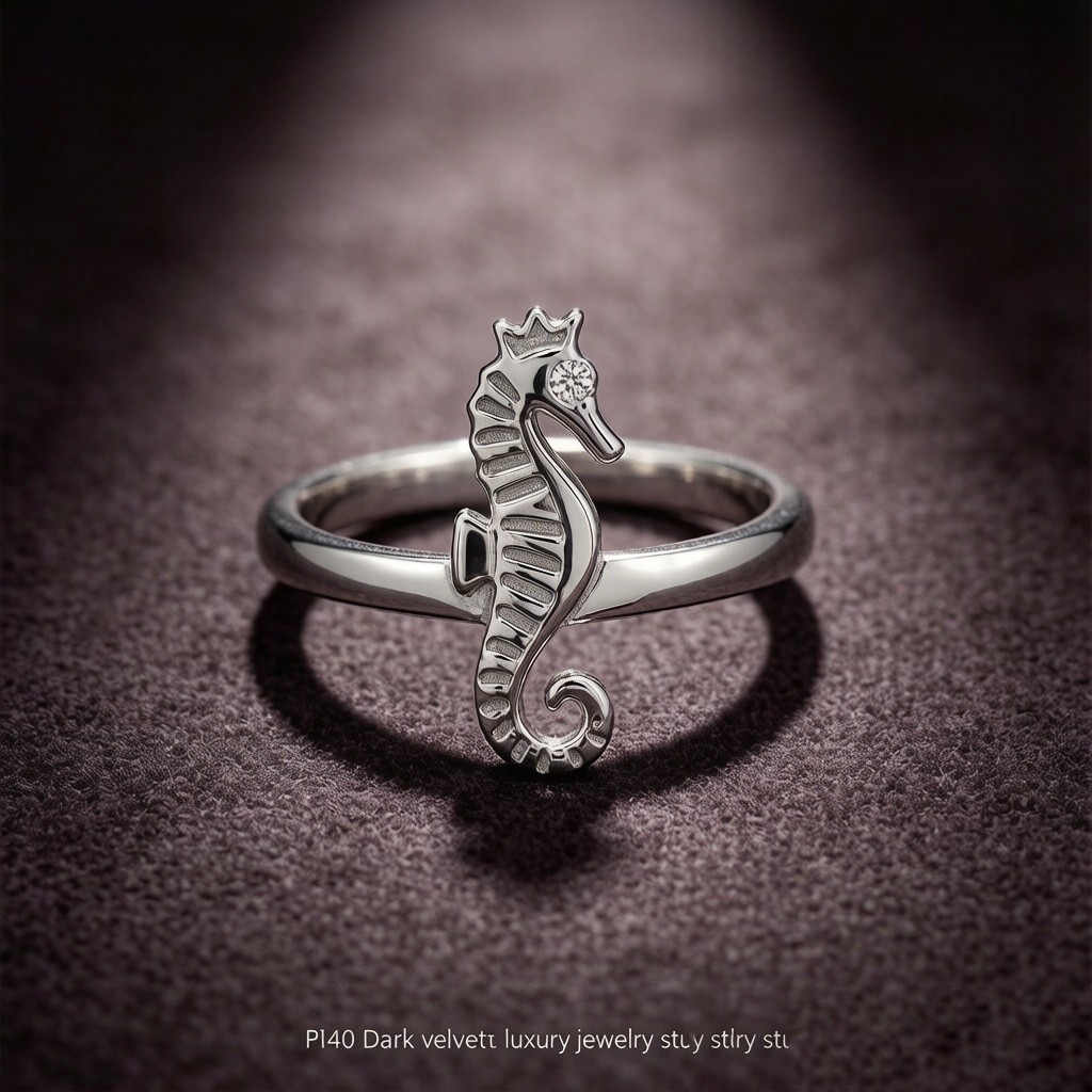 Custom 925 Sterling Silver Tiger-tail Seahorse Layered Relief Rings