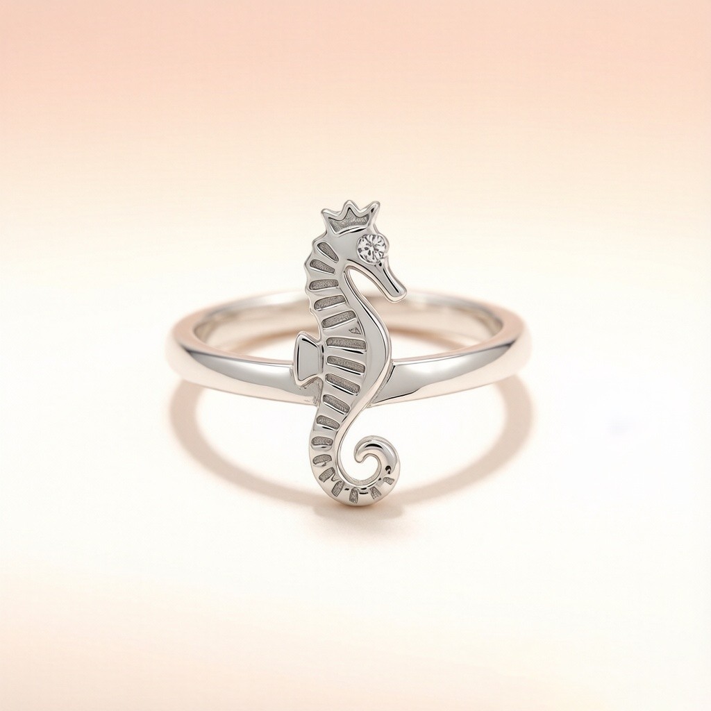 Tiger-tail Seahorse Layered Relief rings scene rendering 3
