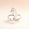 Tiger-tail Seahorse Line Rings | Hengdian Silver | for Beach Weddings | 925 Silver | CZ / Moissanite