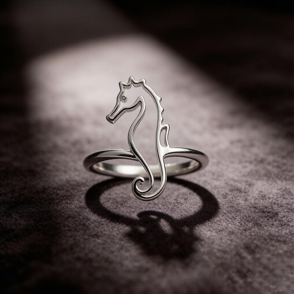 Made-to-Order 925 Sterling Silver Tiger-tail Seahorse Minimalist Line Rings