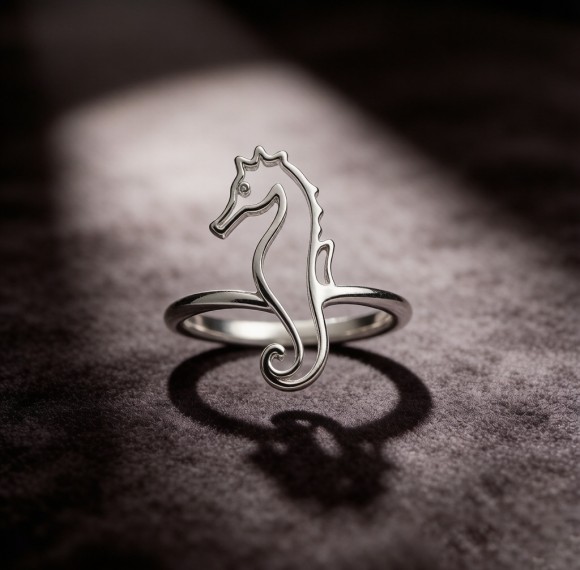 Tiger-tail Seahorse Line Rings | Hengdian Silver | for Beach Weddings | 925 Silver | CZ / Moissanite