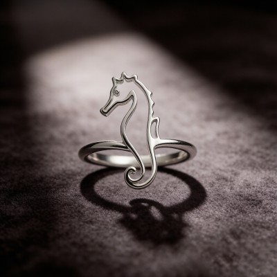 Tiger-tail Seahorse Line Rings | Hengdian Silver | for Beach Weddings | 925 Silver | CZ / Moissanite
