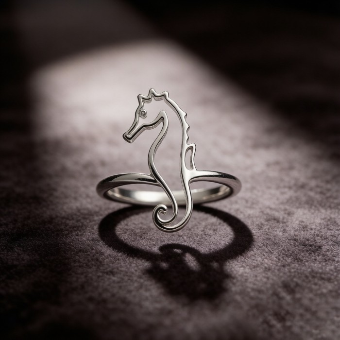 Tiger-tail Seahorse Line Rings | Hengdian Silver | for Beach Weddings | 925 Silver | CZ / Moissanite