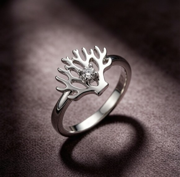 Staghorn Coral Relief Rings | Personalized | for Conservation Gifts | 925 Silver | CZ / Moissanite