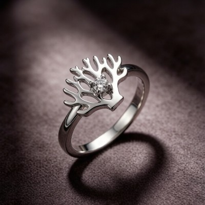 Staghorn Coral Relief Rings | Personalized | for Conservation Gifts | 925 Silver | CZ / Moissanite