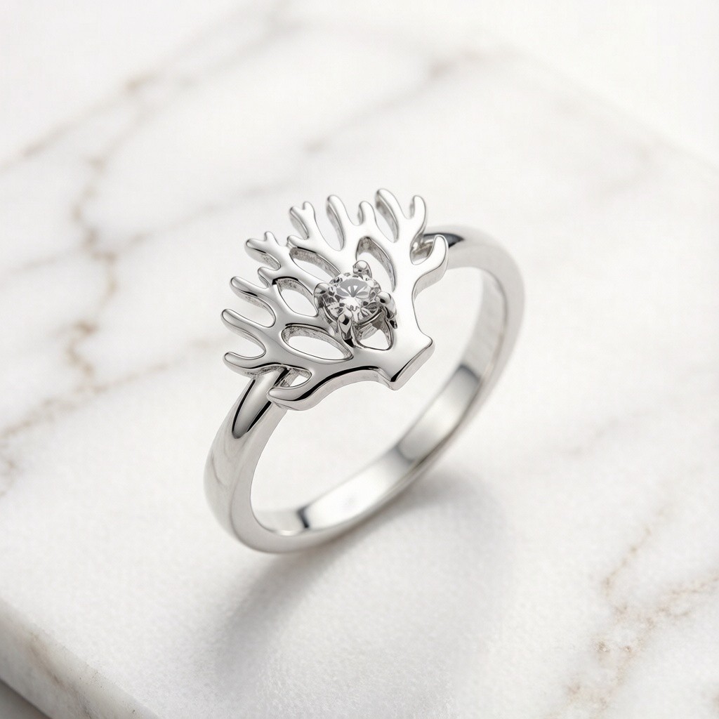 Staghorn Coral Relief Ring in 925 sterling silver, relief finish