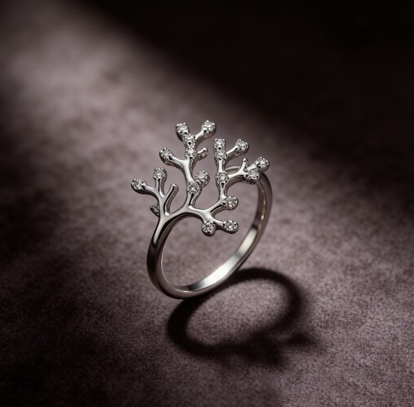 Staghorn Coral Pavé Rings | for Statement Looks | 925 Silver | CZ / Moissanite | Hengdian Silver