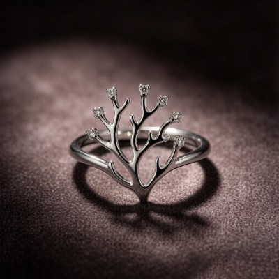 Staghorn Coral Line Rings | 925 Silver | CZ / Moissanite | for Layered Styling | Hengdian Silver