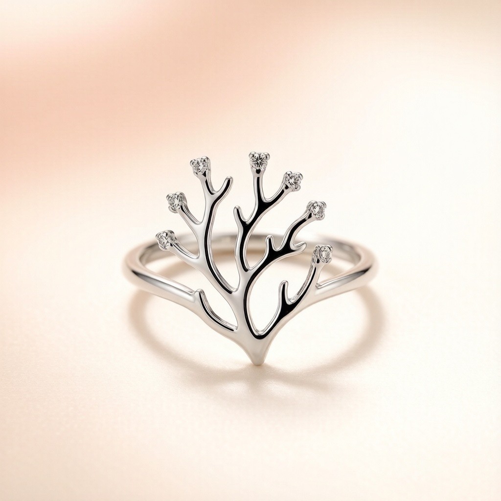 Staghorn Coral Minimalist Line rings scene rendering 3