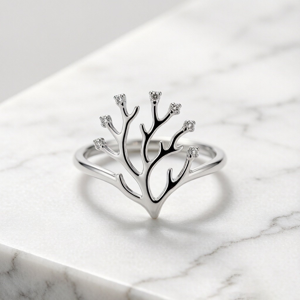Staghorn Coral Minimalist Line rings detail view