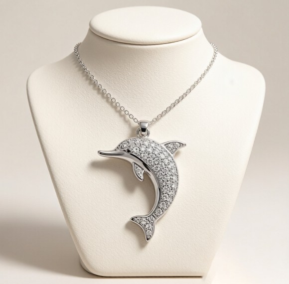 Baiji Dolphin Pavé Necklaces | 925 Silver | CZ / Moissanite | ODM | Hengdian Silver