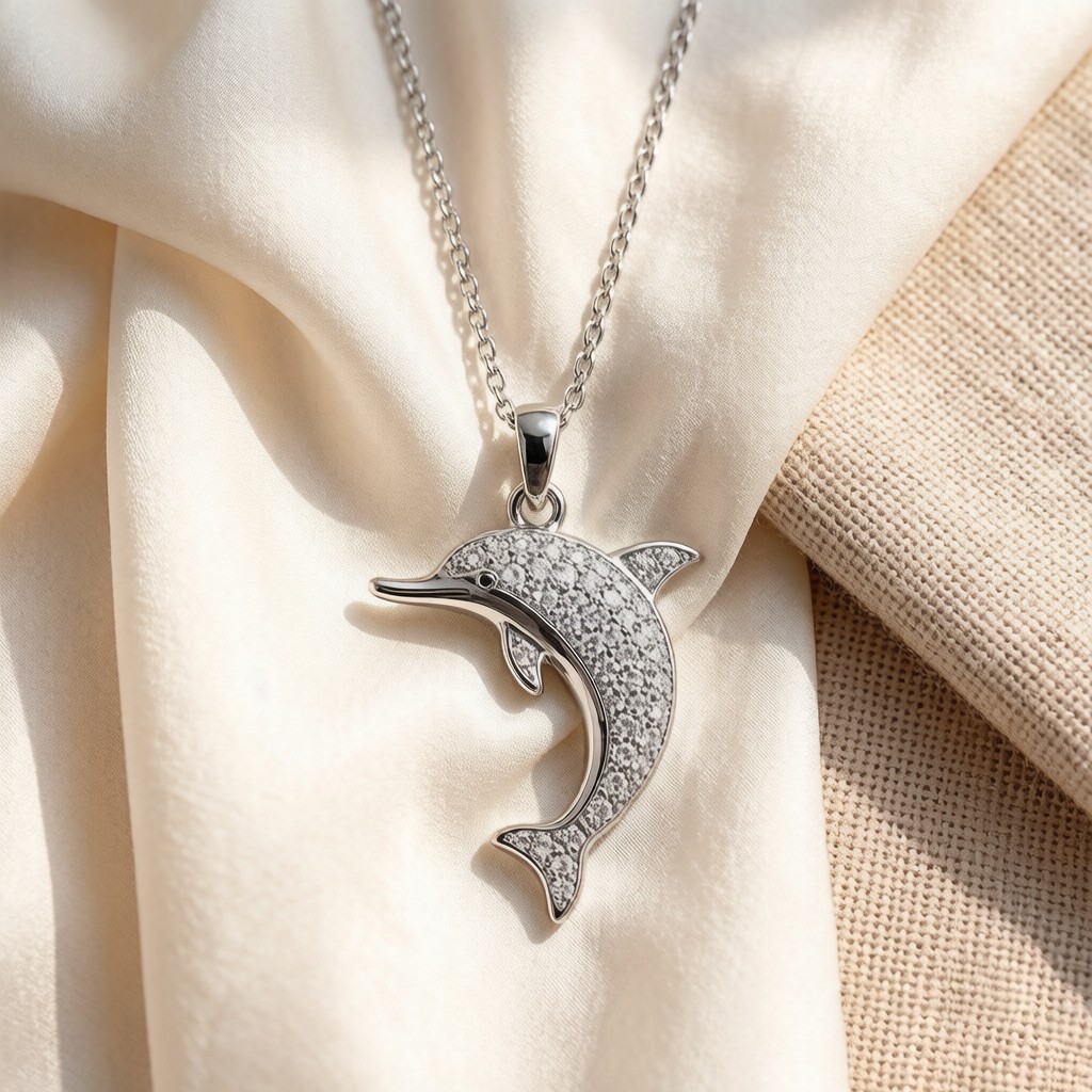Baiji Dolphin Stone Pavé necklaces scene rendering 3